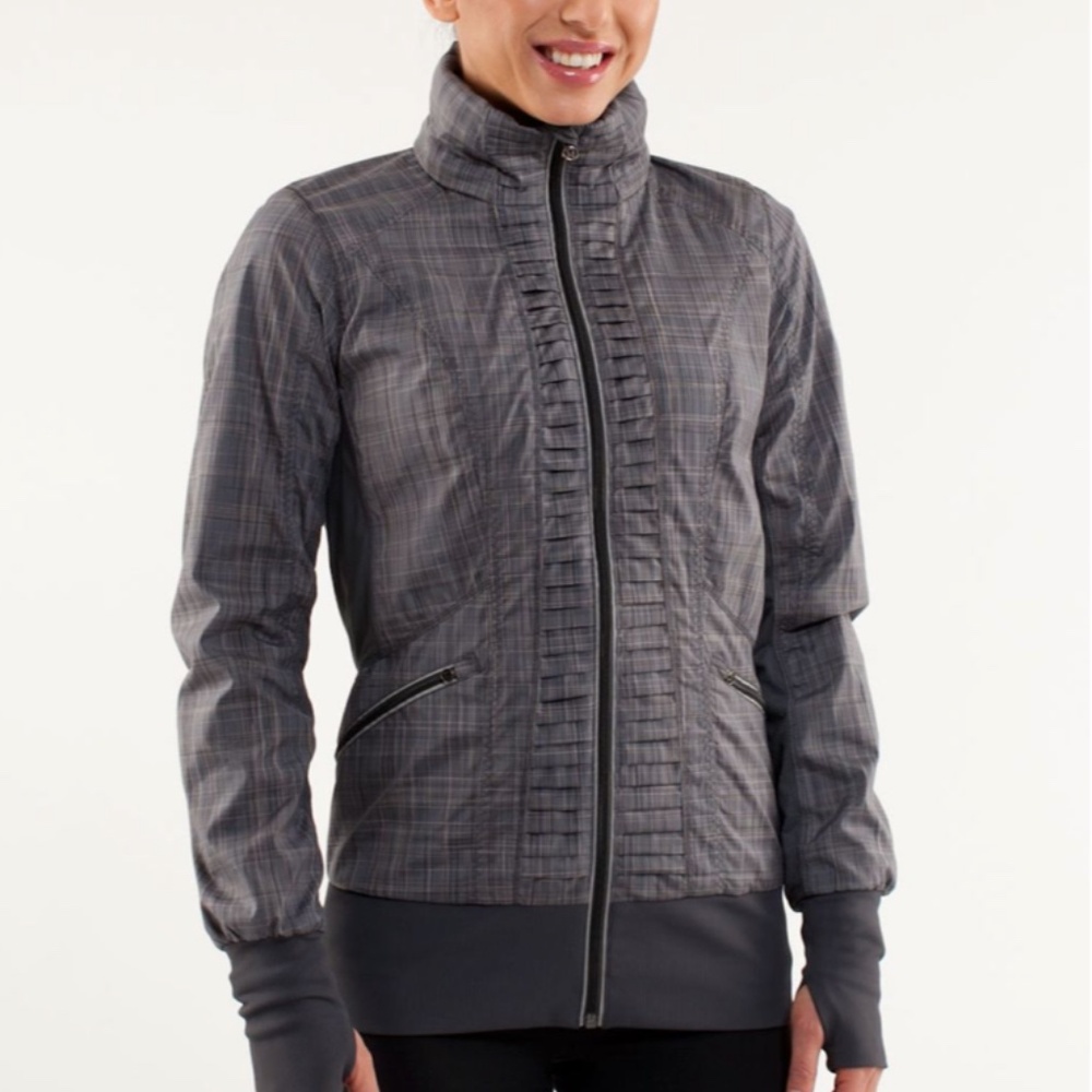 Lululemon Back on Track Gray/Pink Plaid Jacket